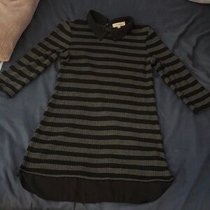 Monteau Black and Gray Striped Dress